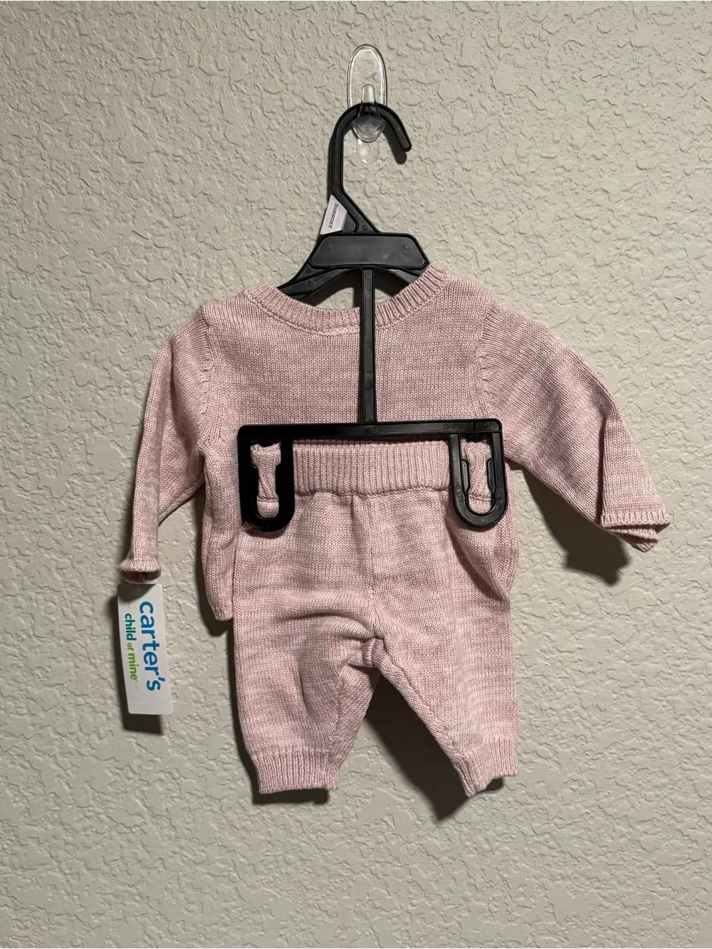 Carter's Size Newborn 'Hello There' Pink Knit Baby Sweater Set NWT
